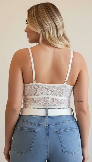 Top Corset Dentelle Scallopée Blanc - Vue dos