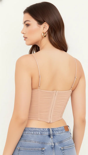 Top Corset Drapé Beige - Vue dos
