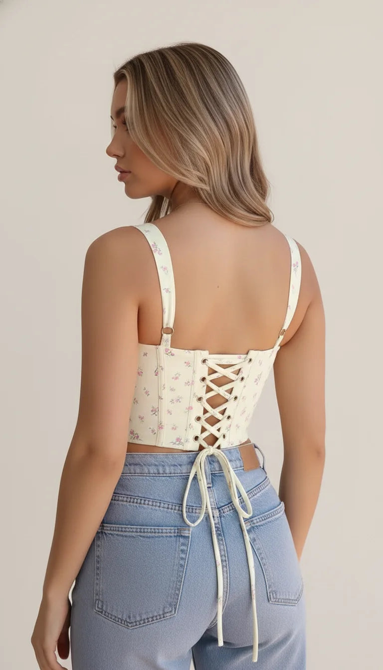 Top Corset Fleuri Printanier - Vue dos