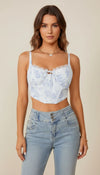 Top Corset Floral Noué Bleu