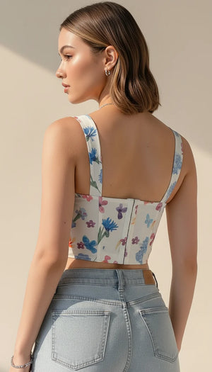 Top Corset Floral Structuré - Vue dos