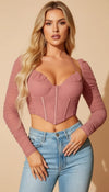 Top Corset Manches Résille Rosé
