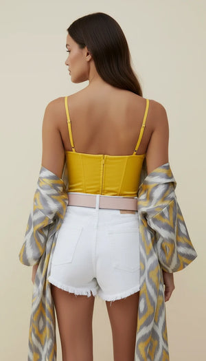 Top Corset Matelassé Jaune Vif - Vue dos