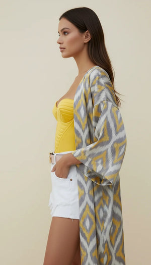 Top Corset Matelassé Jaune Vif - Vue profil