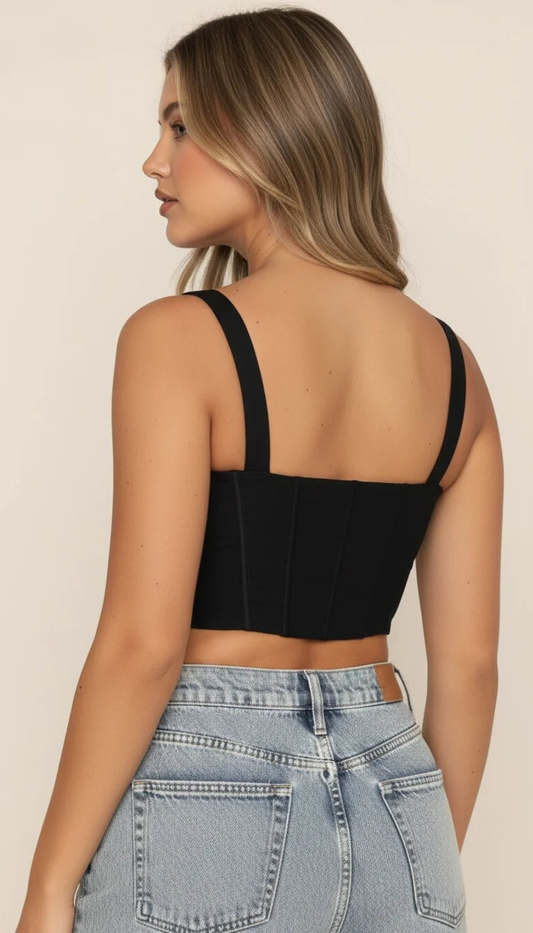 Top Corset Noir Cœur - Vue dos