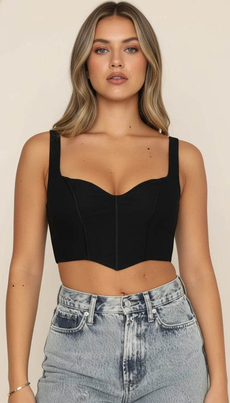 Top Corset Noir Cœur - Vue principale