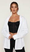 Top Corset Noir Dentelle Manches Voile