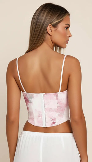 Top Corset Peinture Rose - Vue dos