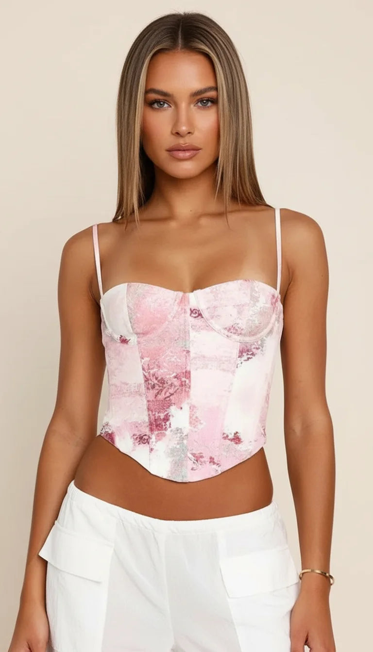 Top Corset Peinture Rose