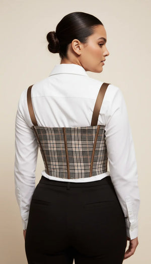 Top Corset Plaid Rétro - Vue dos