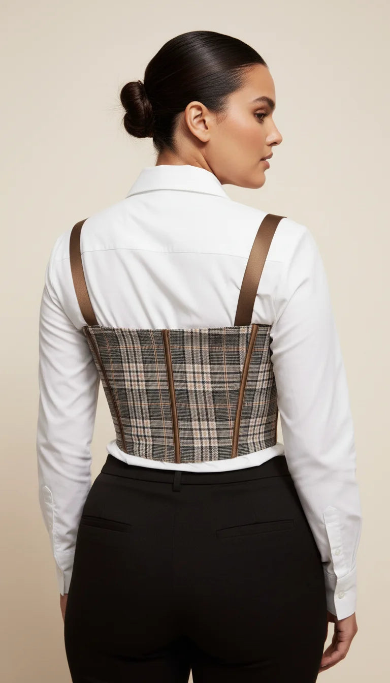 Top Corset Plaid Rétro - Vue dos