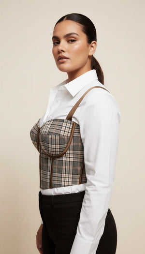 Top Corset Plaid Rétro - Vue profil