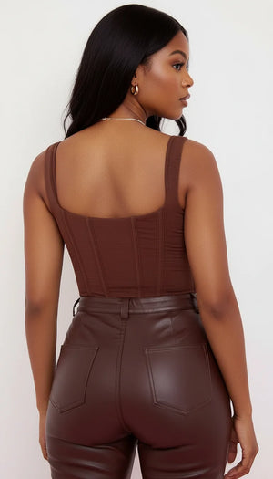 Top Corset Structuré Marron Chocolat - Vue dos