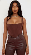 Top Corset Structuré Marron Chocolat