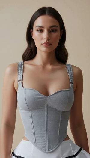 Top Corset Texturé Gris - Vue principale