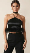 Top Halter Satin Plumes